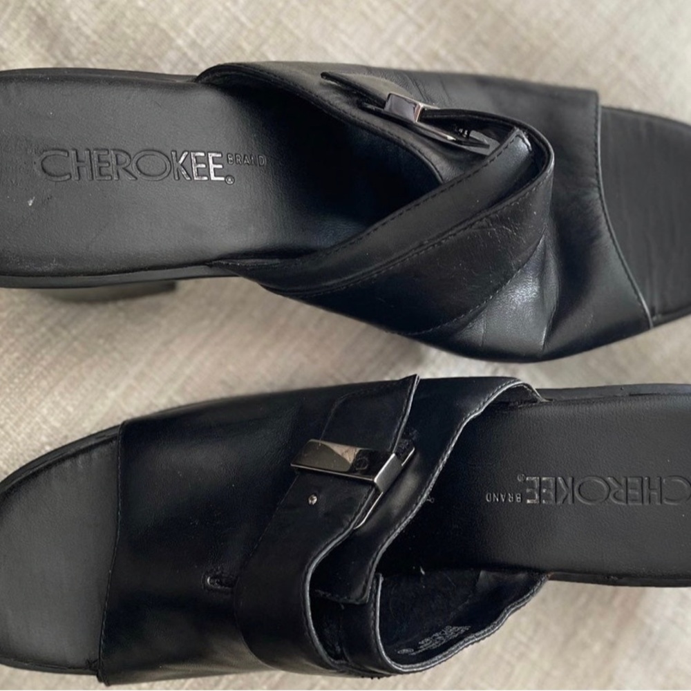 Womens Vintage Black Clogs Toeless slip ons 9M